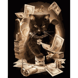 Černá kočka 40x50cm, Art Craft - vypnuté plátno na rám