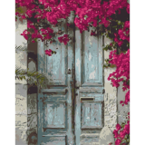 Staré dřevěné dveře 40x50cm, Art Craft - vypnuté plátno na rám