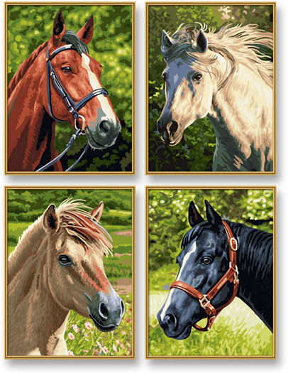 Koně (4 obrazy v balení 18 x 24 cm) - rozbalené