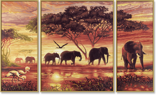 Afrika - sloní karavana (50 x 80 cm)
