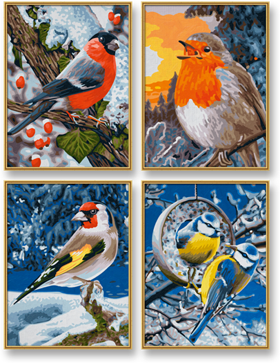 Zimní ptáci (4 obrazy v balení 18 x 24 cm)