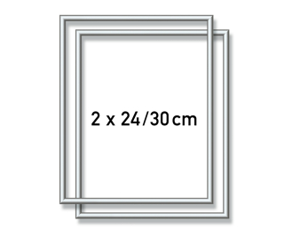 2 Hliníkové rámy 24x30cm stříbrné