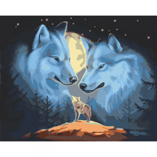 Bílí noční vlci 40x50cm, Art Craft - vypnuté plátno na rám